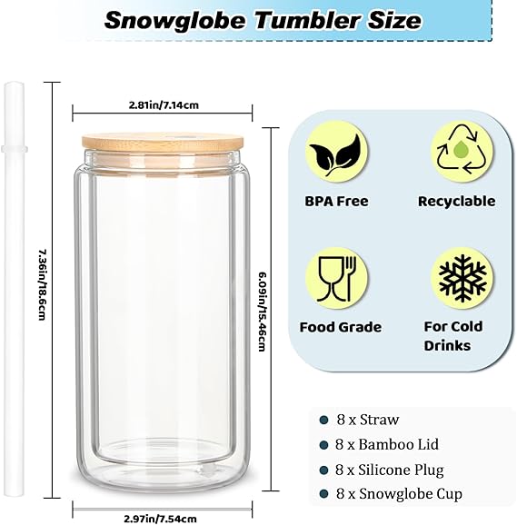 Glass Snow Globe Tumbler Live Customization