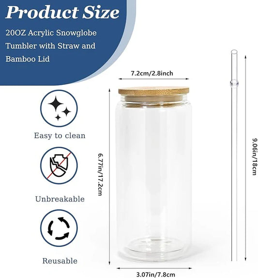 Acrylic Snow Globe Tumbler 20 Oz Customized Live